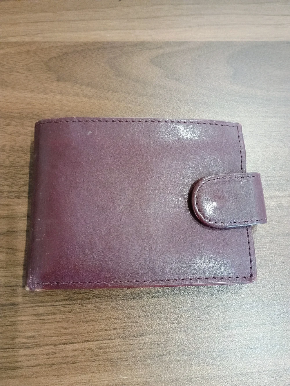 Men's Leather Wallet - Brown Snap Closure